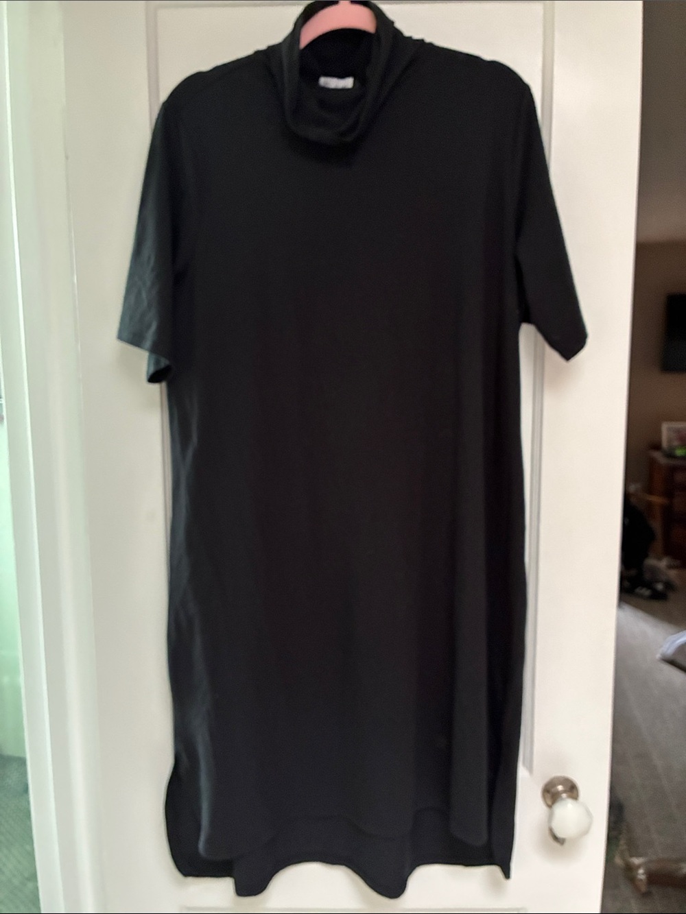 H by Halston Black Midi Turtleneck Dress